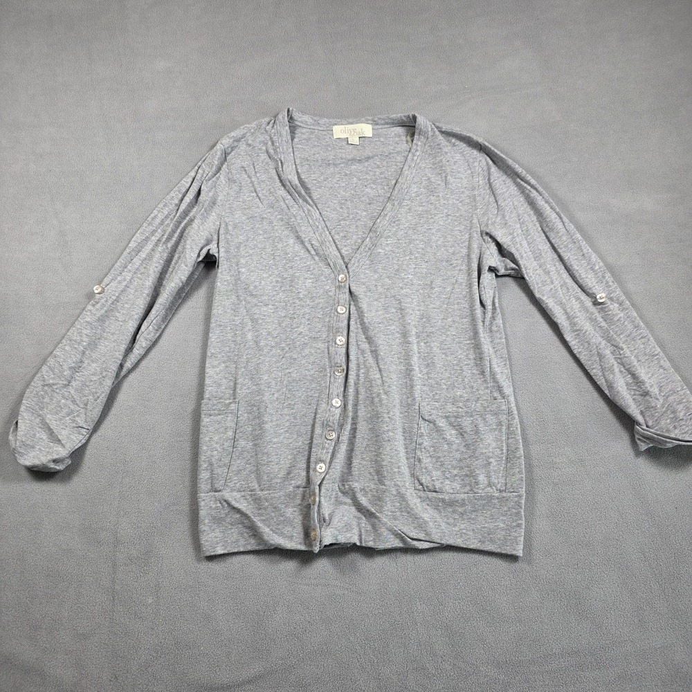 Olive & Oak Cardigan Women Large Gray Heathered